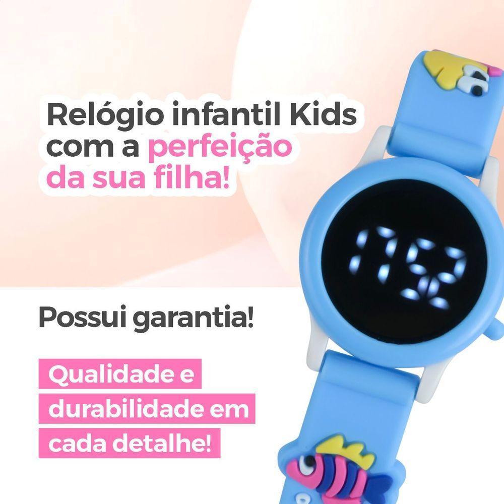 Relogio Digital Infantil Azul Menina Pulseira Oculos Sol Qualidade Premium Pulseira Ajustavel Menina - 7