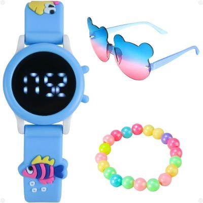 Relogio Digital Infantil Azul Menina Pulseira Oculos Sol Qualidade Premium Pulseira Ajustavel Menina
