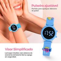 Relogio Digital Infantil Azul Menina Pulseira Oculos Sol Qualidade Premium Pulseira Ajustavel Menina - 6