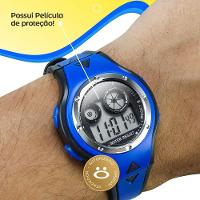 Relogio Digital Infantil Azul + Oculos Proteção Uv + Colar Led Qualidade Premium Silicone Preto