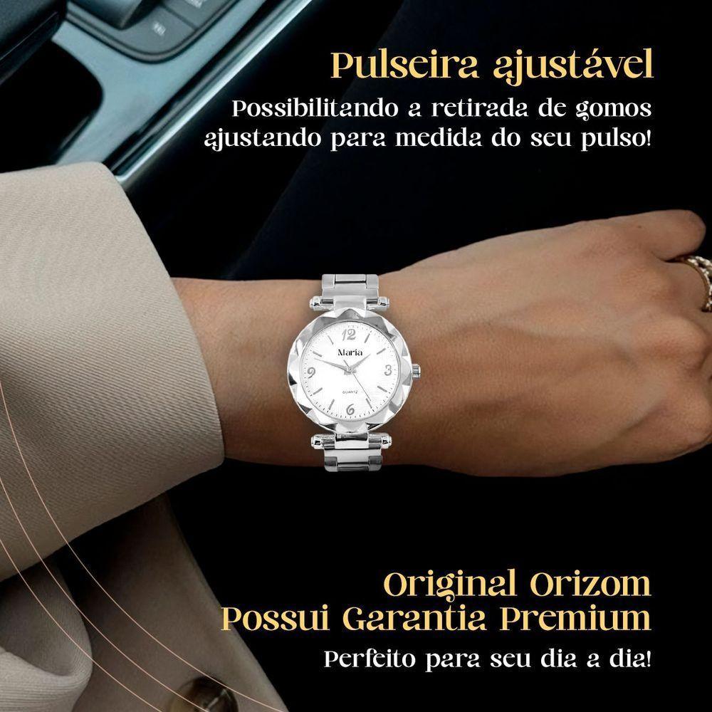 Relogio Feminino Aço Prata + Brincos + Caixa Inoxidável Presente Social Ponteiro Ajustavel Garantia - 6