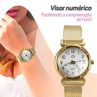 Relogio Feminino Banhado Dourado Aço Inox Silicone + Caixa Moda Personalize Inoxidável Presente - 8