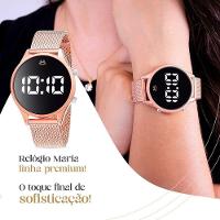 Relogio Feminino Digital Led + Colar Strass Garantia Presente Led Social Inoxidável Ajustavel Rose - 5