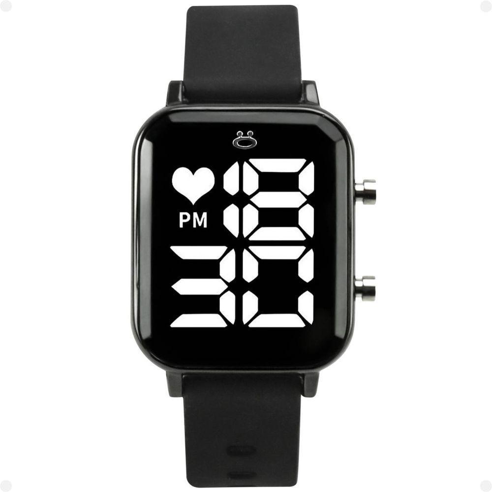 Relogio Feminino Digital Quadrado + Aço Inox Led Caixa Black Piano Presente Silicone Preto Moda - 6