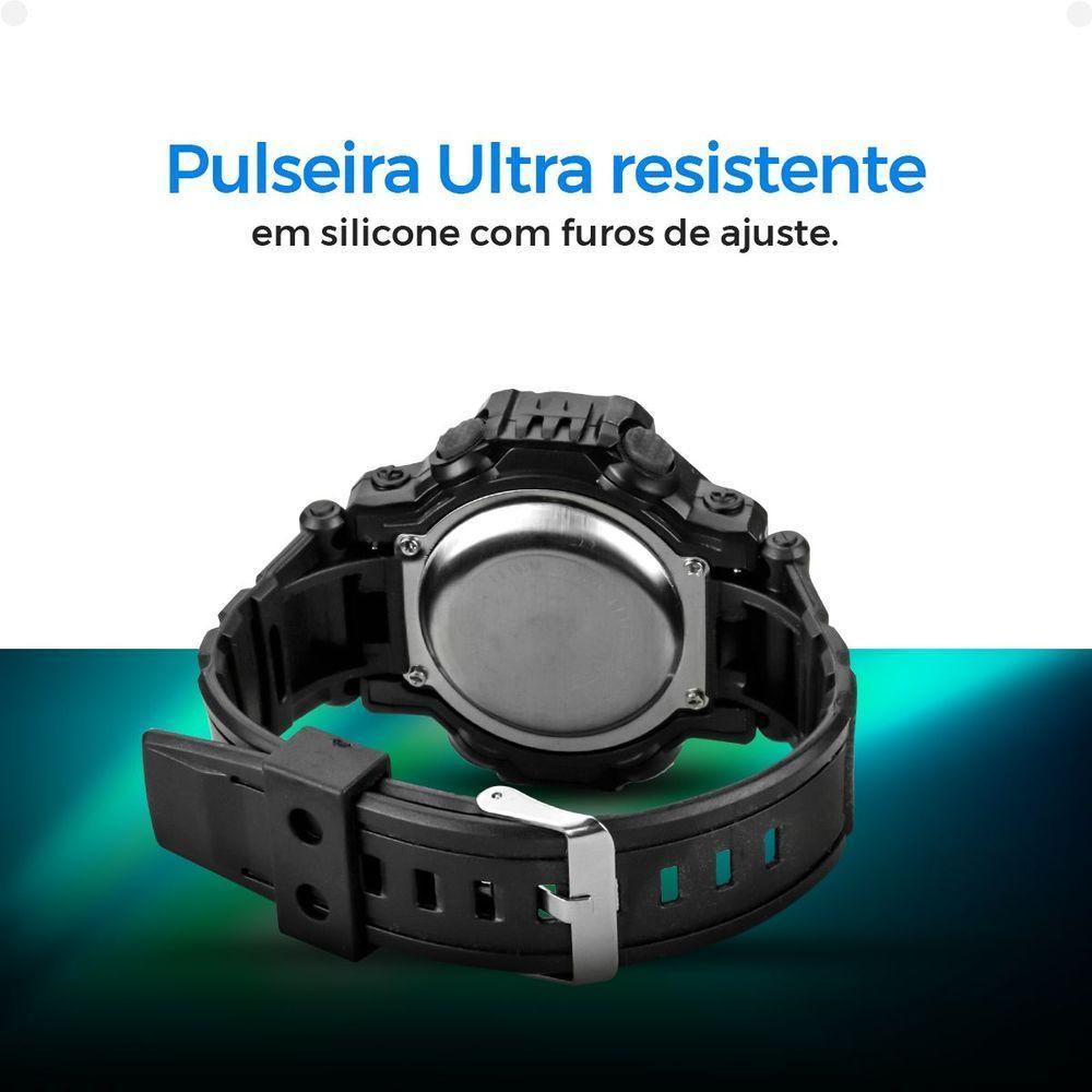 Relogio Digital Infantil Led Preto + Oculos Sol Adolescente Presente Proteção Uv Criança Menino Data - 5