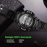 Relogio Digital Infantil Led Preto + Oculos Sol Adolescente Presente Proteção Uv Criança Menino Data