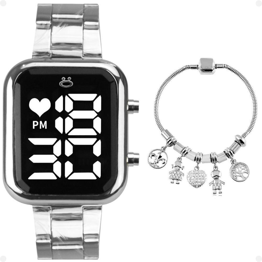 Relogio Feminino Aço Inox Prata + Caixa + Pulseira Pandora Qualidade Premium Presente Original Moda - 6