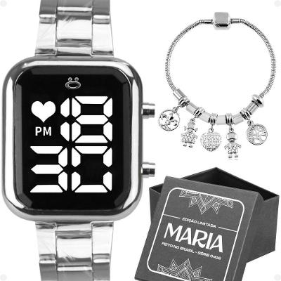 Relogio Feminino Aço Inox Prata + Caixa + Pulseira Pandora Qualidade Premium Presente Original Moda