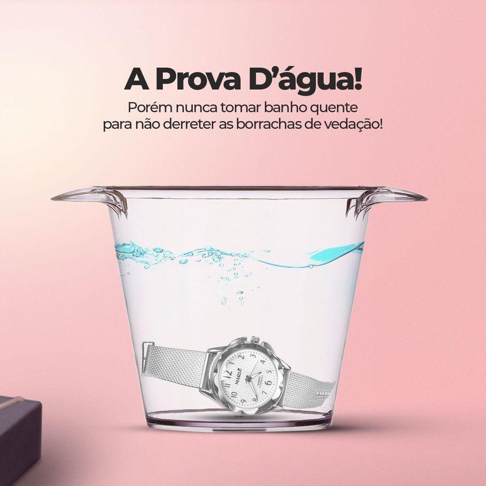 Relogio Feminino Prova Dagua Aço Prata + Pulseira + Caixa Qualidade Premium Original Inoxidável Moda - 2
