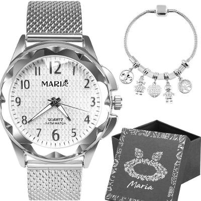 Relogio Feminino Prova Dagua Aço Prata + Pulseira + Caixa Qualidade Premium Original Inoxidável Moda