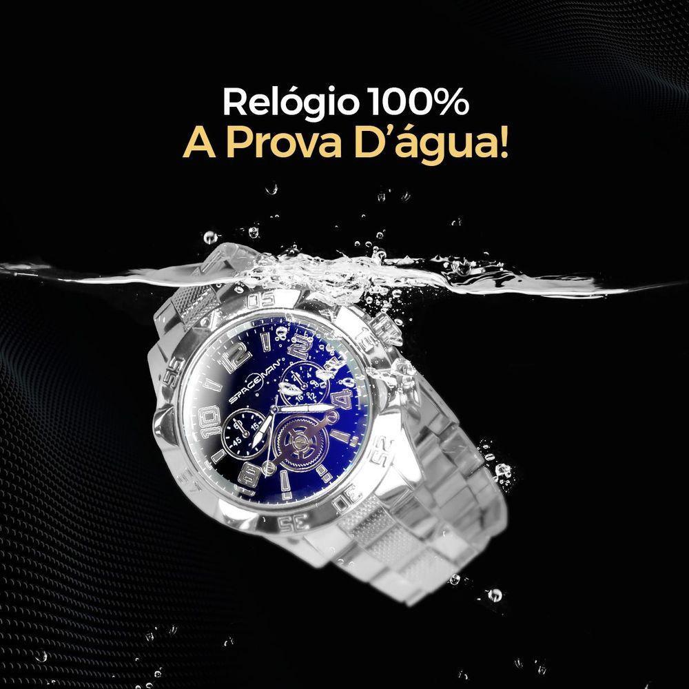 Relógio Masculino Prata Aço Inox + Caixa Pesado Grande Presente Social Casual Original - 5