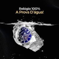 Relógio Masculino Prata Aço Inox + Caixa Pesado Grande Presente Social Casual Original - 5
