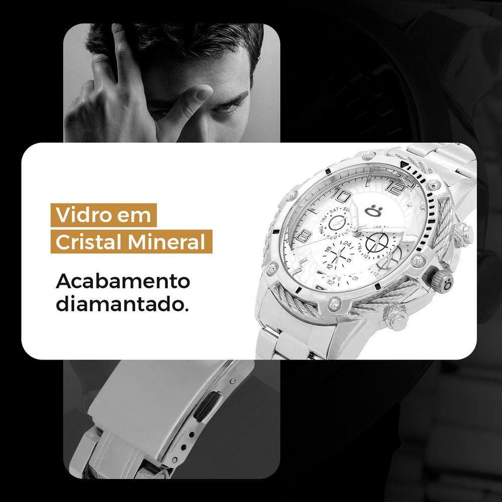 Relogio Masculino Prateado + Grumet Cordao Robusto Masculino Pesado Presente Original Casual Social - 8