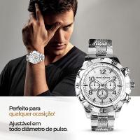 Relogio Masculino Aço + Pulseira + Cordão Social Religioso Ajustavel Presente Catolico Original - 2