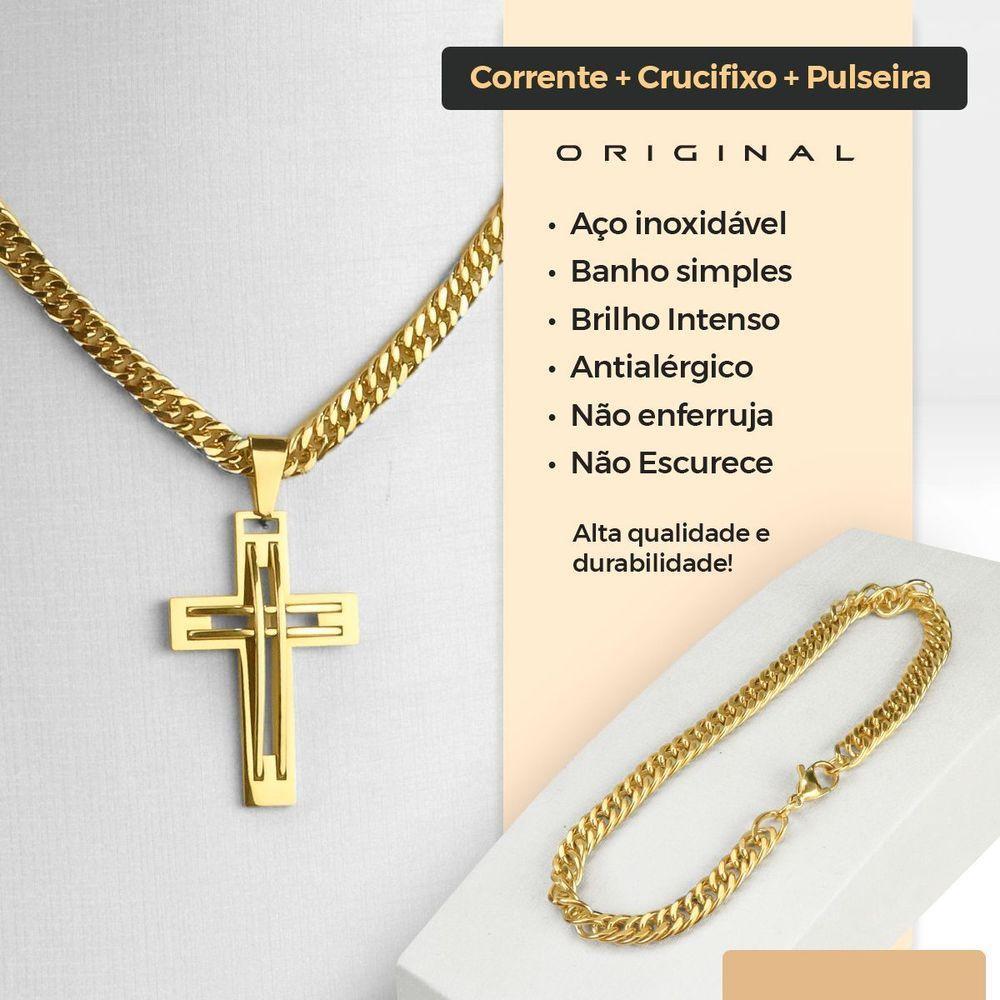 Relogio Masculino Aço Inox Ouro + Pulseira Analogico Presente Social Casual Dourado Ajustavel - 6