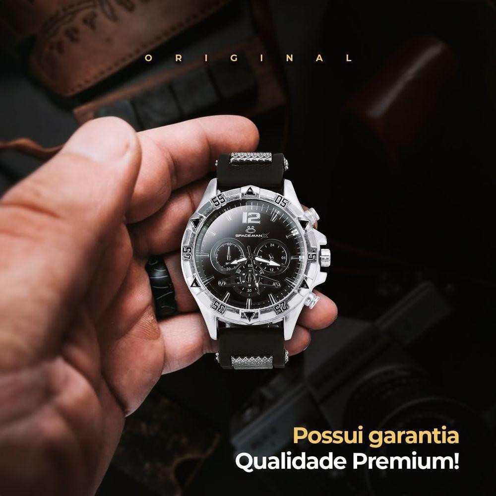 Relogio Masculino Prateado + Pulseira + Cordão Prata Grumet Casual Social Presente Qualidade Premium - 7