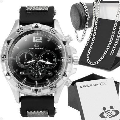 Relogio Masculino Prateado + Pulseira + Cordão Prata Grumet Casual Social Presente Qualidade Premium
