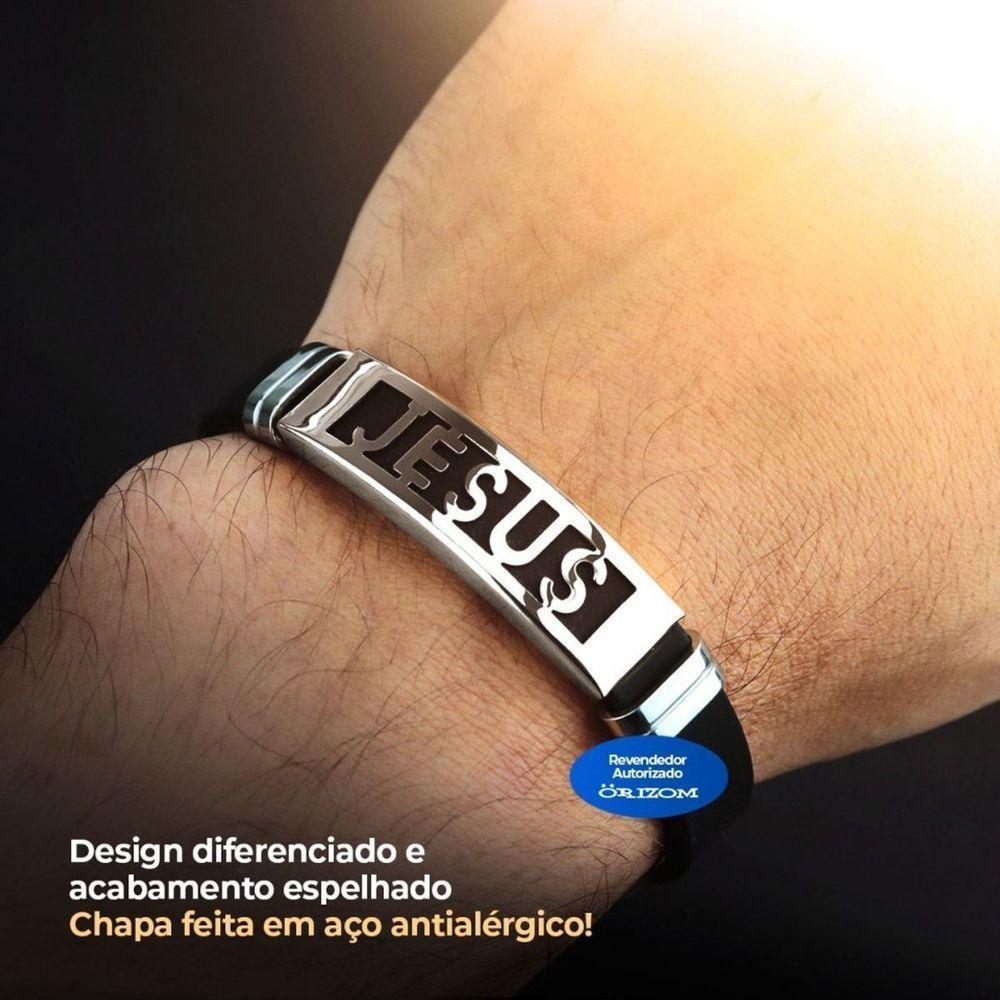 Relógio Masculino Prata Aço Inox + Pulseira Pai Nosso Casual Social Robusto Analogico Original - 5