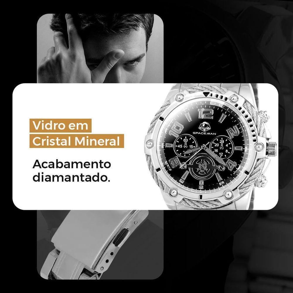 Relógio Masculino Prata Aço Inox + Pulseira Pai Nosso Casual Social Robusto Analogico Original - 7