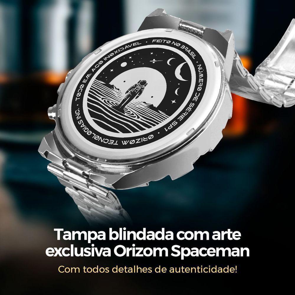 Relogio Masculino Inox Aço Prata + Cordao + Pulseira Grumet Pesado Presente Prateado Ponteiro Social - 5