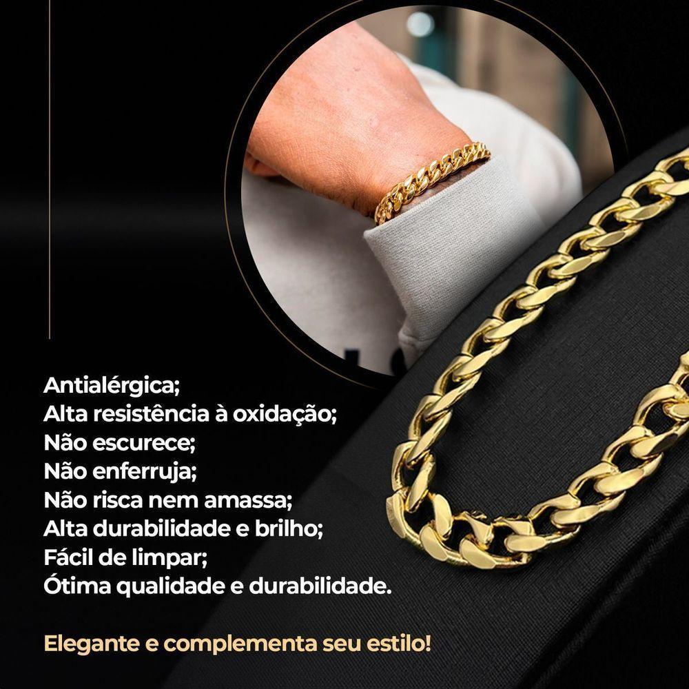 Relogio Masculino Aço Dourado + Caixa + Pulseira Grande Mostrador Preto Religioso Original Ponteiro - 7