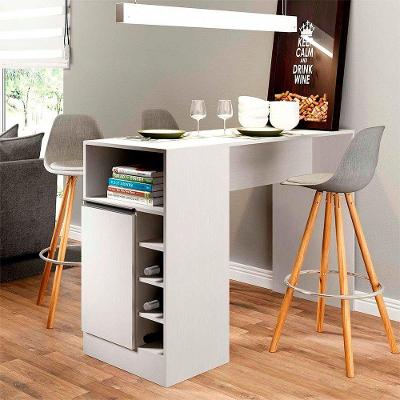 Bancada Ilha Gourmet Para Cozinha 136 X 92cm Mdp Menu Móveis Branco