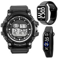 Relógio Masculino Digital Prova Dagua + Relogio Silicone Esportivo Pulseira Ajustavel Original Data - 8