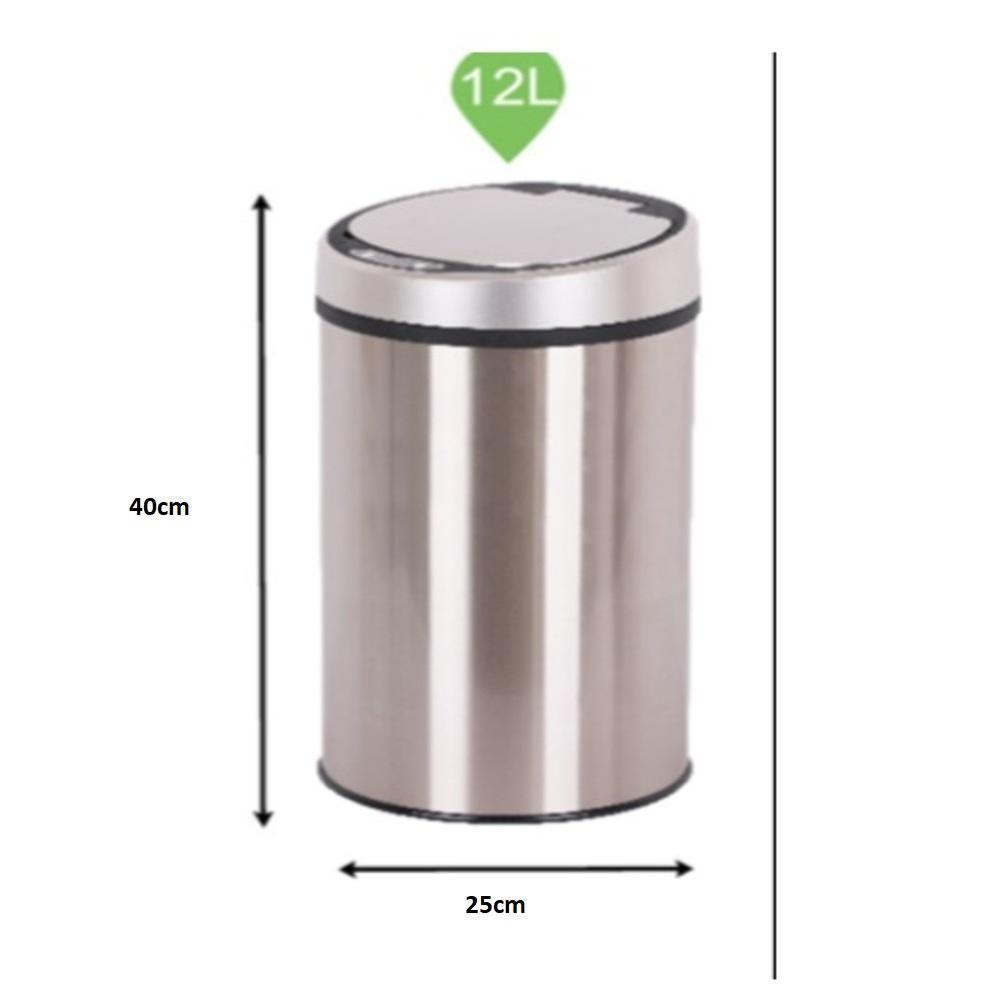 Lixeira Automatica Branca Grande 12 Litros Sensor Inteligente Cozinha Banheiro Inox Cesto Lixo - 6