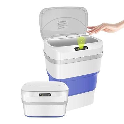 Cesto De Lixo Retratil Smart Lixeira Automatica Sensor Inteligente Para Praia Camping Viagem A Prova De Agua Azul