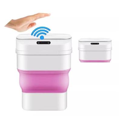 Lixeira Automatica Inteligente Sensor Smart Cesto Retratil A Prova D Agua Viagem Camping Rosa