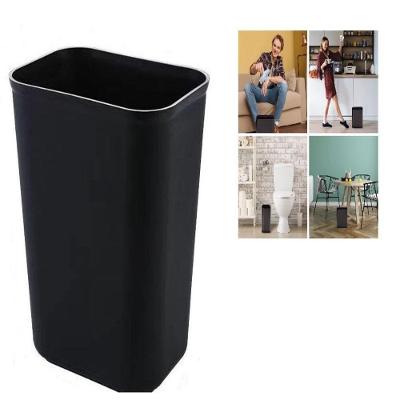 Lixeira Escritorio Inox Preta 10 Litros Cesto Lixo 10l Aberto Black Aro Banheiro Cozinha Sem Tampa Luxo