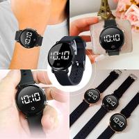 Relogio Digital Feminino Preto Qualidade Premium Social Preto Redondo Silicone Pulseira Ajustável - 2