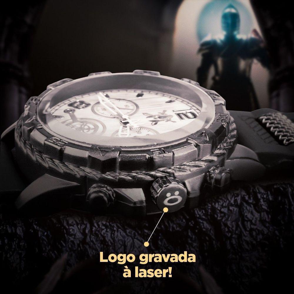 Relogio Preto Aço Inox Masculino Qualidade Premium Silicone Casual Original Social Analogico Branco - 5