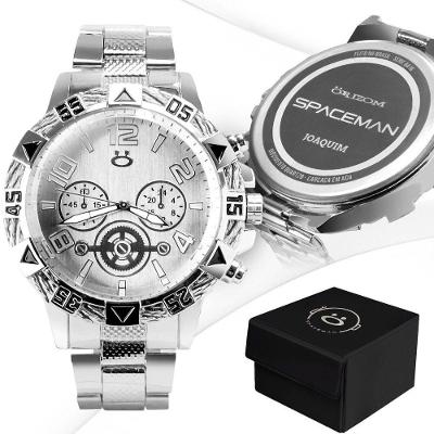 Relogio Personalizado Aço Inox Prata Masculino Caixa Original Presente Social Casual Analogico