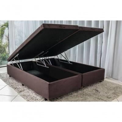 Cama Box Baú Casal -suede Marrom 158x198