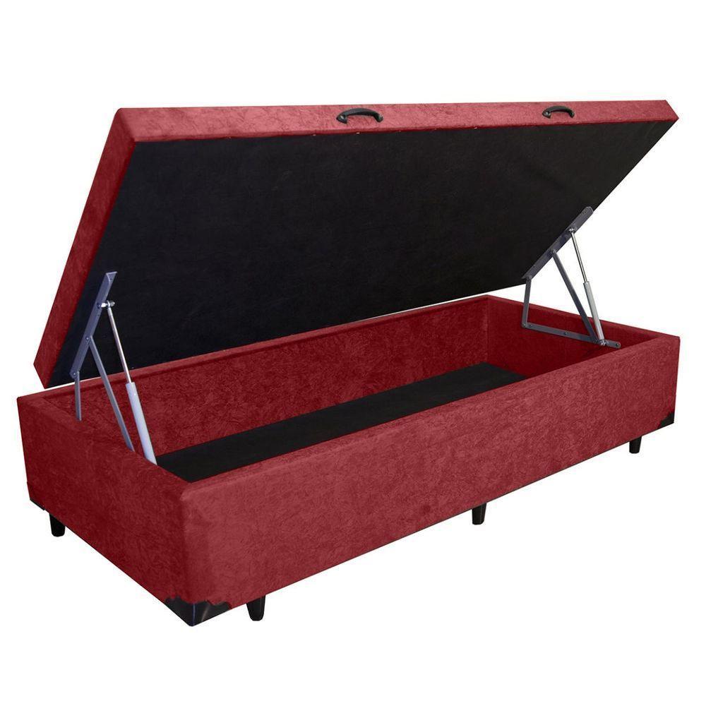 Cama Box Baú Solteiro 88 X 188 Vermelho - 1
