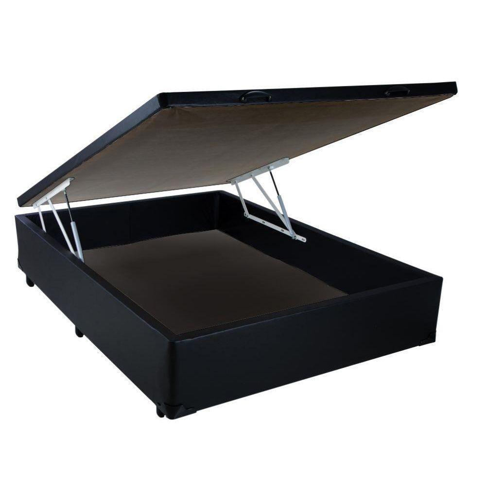 Cama Box Baú Casal Sintético Preto 138x188 - 3