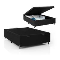 Cama Box Baú Casal Sintético Preto 138x188 - 2