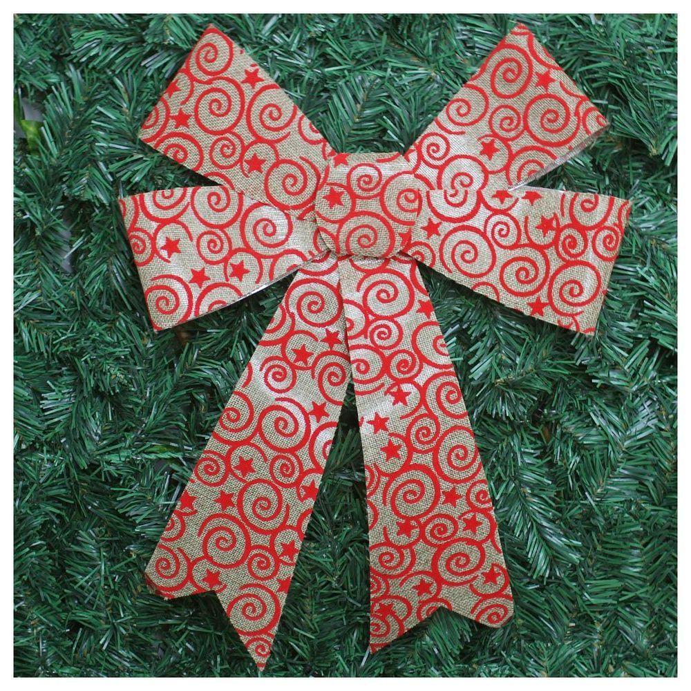 Kit 10 Enfeite árvore Natal Laço Arabesco Com Veludo 42 Cm - 1