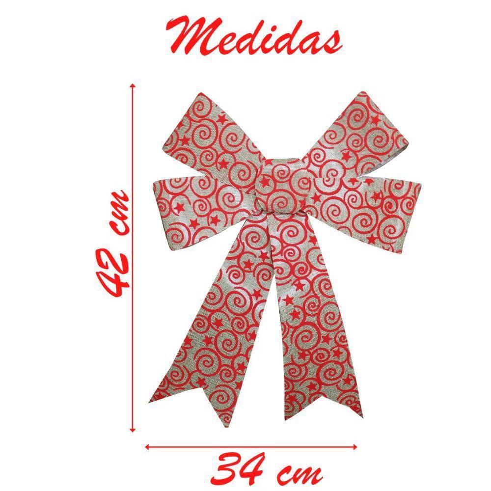Kit 6 Enfeite árvore Natal Laço Arabesco Com Veludo 42 Cm - 3
