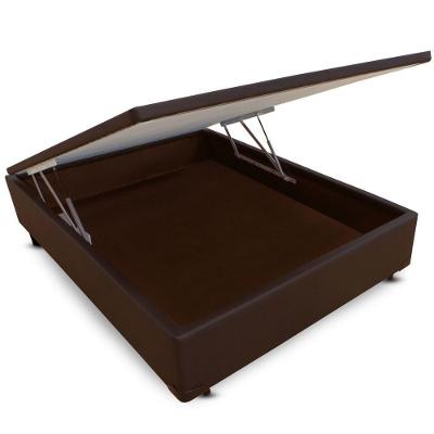 Cama Box Baú Casal Marrom Sintético Premium