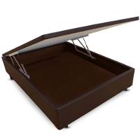Cama Box Baú Casal Marrom Sintético Premium - 1