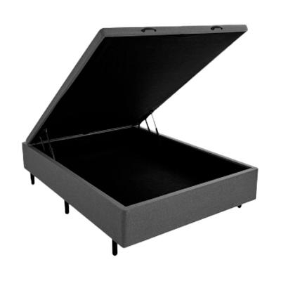 Cama Box Baú Casal Cinza Sintético Premium