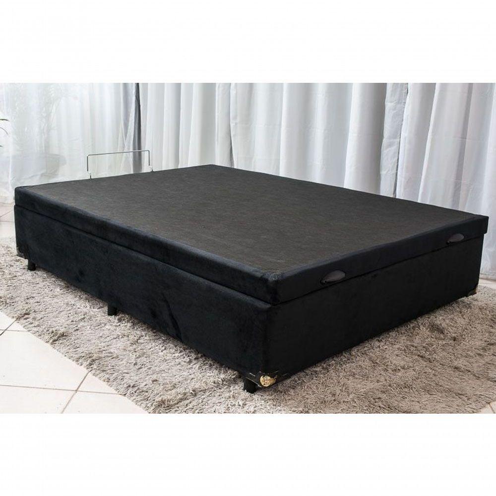 Cama Box Baú Casal Sintético Preto 138x188 - 2