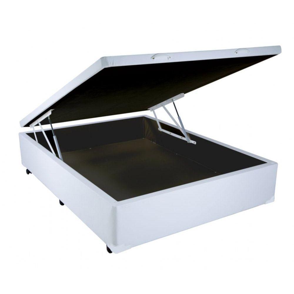 Cama Box Baú Casal Branco Sintético Premium 138x188 - 2