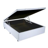 Cama Box Baú Casal Branco Sintético Premium 138x188 - 1