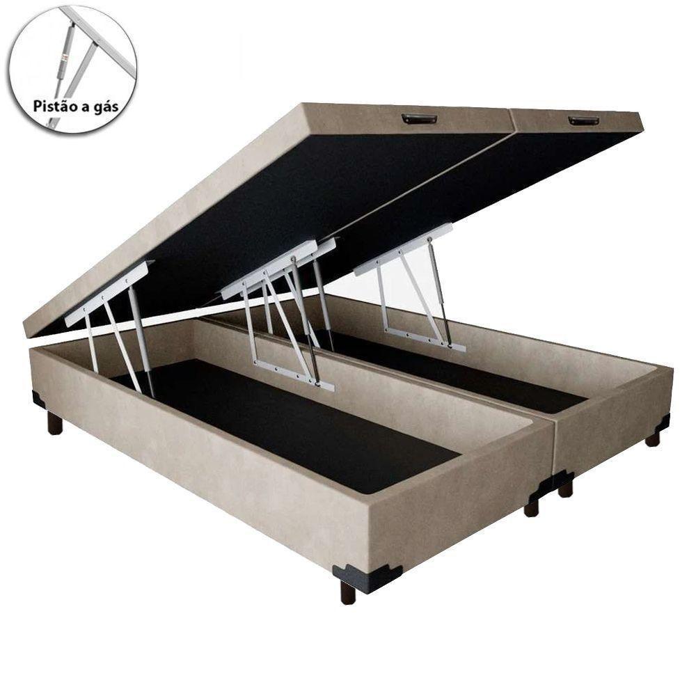 Cama Box Baú Queen Bipartido Suede Bege 158x198 - 4