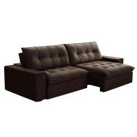 Sofá Retrátil Reclinável 3 Lugares 250Cm Argon F05 Veludo Marrom - 1