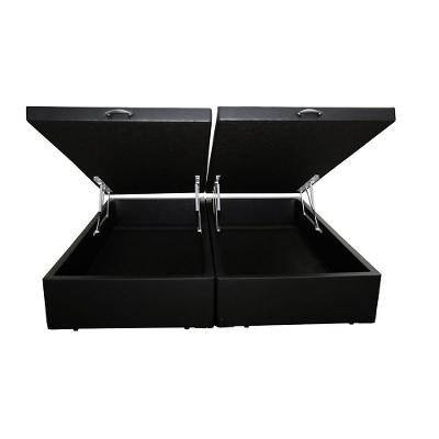 Cama Box Baú King Bipartido Suede Preto 193x203