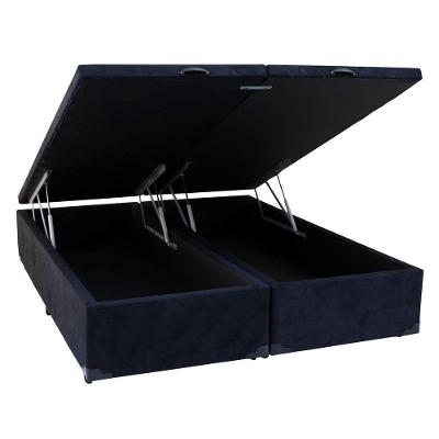 Cama Box Baú Queen Bipartido Preto Suede 158x198